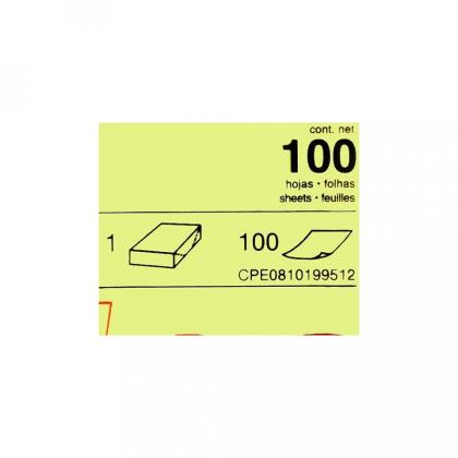 Бумага д/з на кл. осн. 75*75 мм "Kores Neon" 100 л., желтый неон