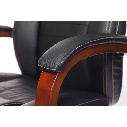 Кресло д/руководителя Бюрократ T-9923WALNUT нат. кожа, слоновая кость, крестов. металл/дерево
