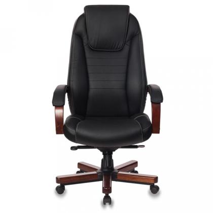 Кресло д/руководителя Бюрократ T-9923WALNUT нат. кожа, слоновая кость, крестов. металл/дерево
