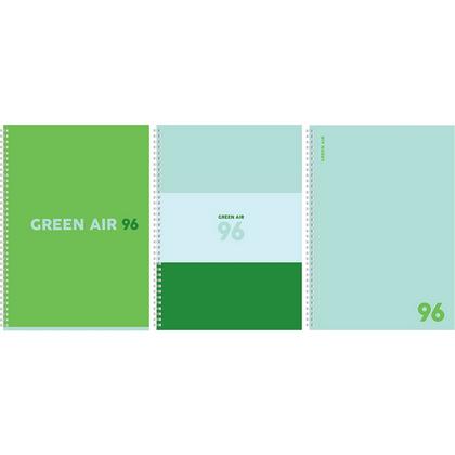 Тетрадь А4 96 л., клет. "Green air" спираль сбоку, обл. карт., ассорти
