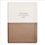 Ежедневник датир. А5 140*200 мм, 352 стр., лин. "Success" мягк. обл. кожзам., белый/бежевый 2026