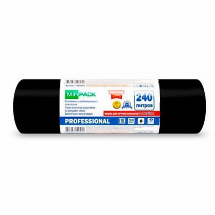 Мешки для мусора 240л 10шт/рулон ПВД Mirpack Professional 35мкм 93*130см цв.черный