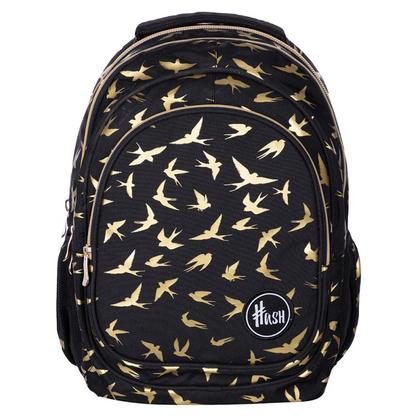 Рюкзак молодежный "Hash golden birds" полиэстер., уплот. спинка,чёрный