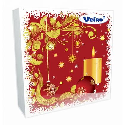 Салфетки бумажные Veiro 33*33см с рисунком Шары на елке сервировочные, 20шт
