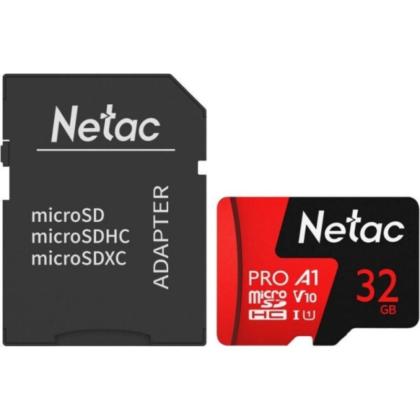 MicroSDHC 32GB V10/U1/C10 Netac P500 Extreme Pro с адаптером