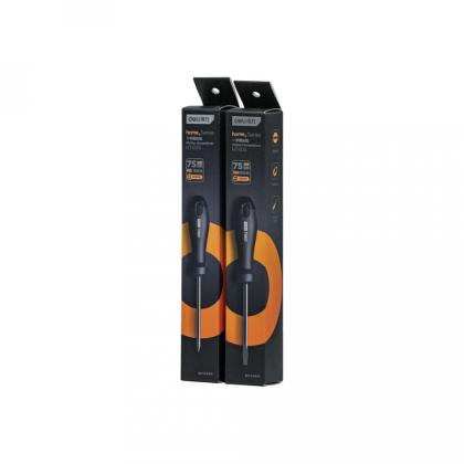Отвертка Deli HS EHT1103 SL3*75 мм, Soft Touch, черный