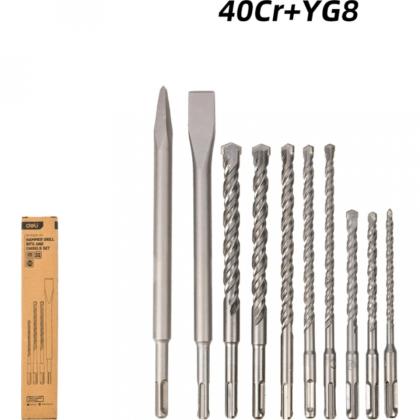 Набор буров и зубил Deli YS EDH-YCZ010-EH1 6,8,10*160мм, 8,10,12,14,16*210мм SDS+,10 шт.