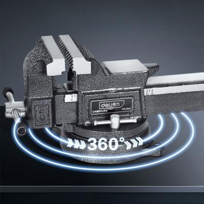 Тиски стальные поворотные с наковальней Deli YS EDL2905Z 5"-125мм
