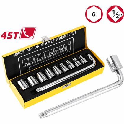 Набор головок торцевых Deli YS EDL2010T 10-24 мм, 1/2", 10 шт.