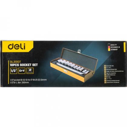 Набор головок торцевых Deli YS EDL2010T 10-24 мм, 1/2", 10 шт.
