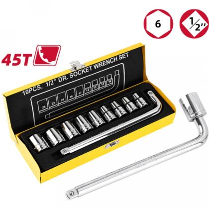 Набор головок торцевых Deli YS EDL2010T 10-24 мм, 1/2", 10 шт.