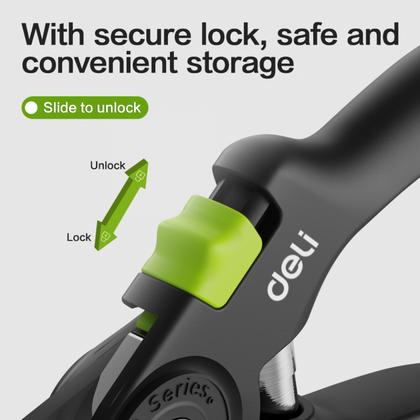 Секатор садовый Deli GS EDL-YL0002 203 мм, пласт. ручка, черный