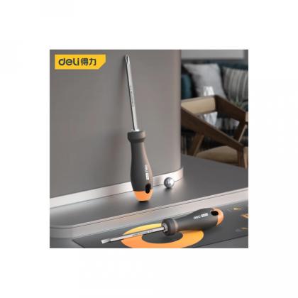 Отвертка двухсторонняя Deli HS HT1055C SL6, PH2*100 мм, Soft Touch, оранжевый