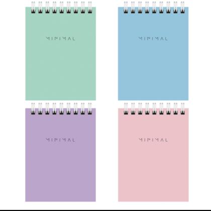 Блокнот А7 75*105 мм, 40 л., в клетку "Minimal Pastel" спираль сверху, обл. картон, ассорти пастель
