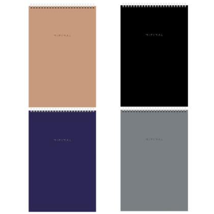 Блокнот А4 198*297 мм, 80 л., в клетку "Minimal Classic" спираль сверху, обл. картон, ассорти