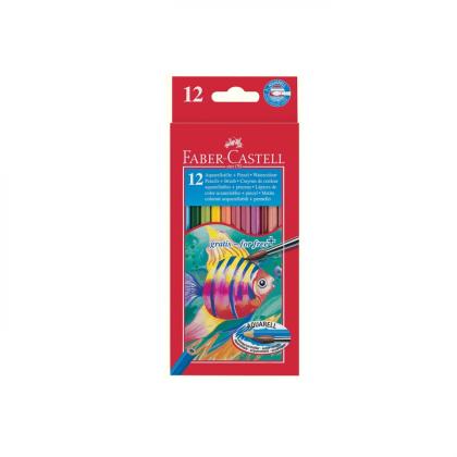 Цв. акв. карандаши 12 шт. "Faber-Castell" +кисточка
