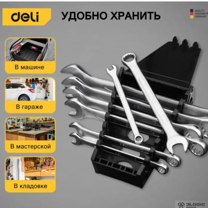 Ключ комбинированный "Deli" набор 8 шт., 6-19 мм, серебристый