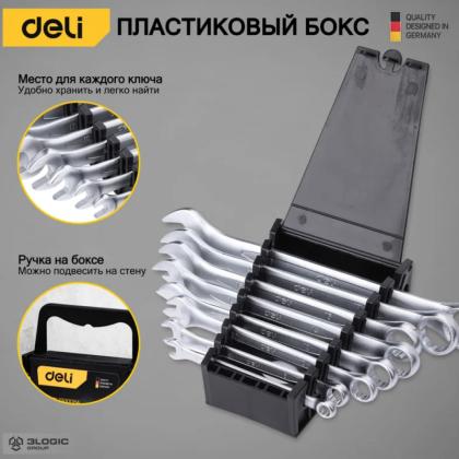 Ключ комбинированный "Deli" набор 8 шт., 6-19 мм, серебристый