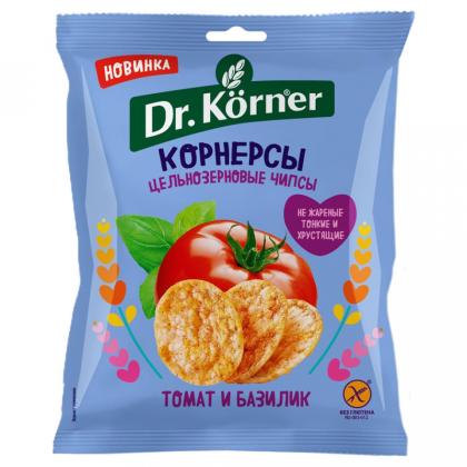 Чипсы "Dr.Korner", 50 гр., цельнозерновые с томатом и базиликом