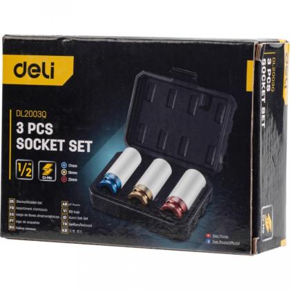 Набор головок торцевых ударных Deli YS EDL2003Q 17/19/21 мм, 1/2", 3шт, кейс