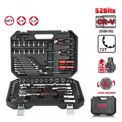 Набор инструмента 1/4", 1/2" Deli RS EDQ45100, 100 предметов 