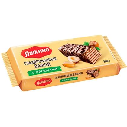 Вафли глазированные "Яшкино", 200 гр., с орешками