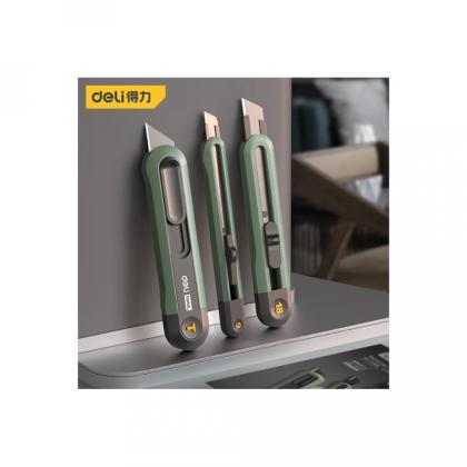 Набор ножей строительных Deli HS EHT4003L 3 шт (ножи 9мм/18мм/трапеция), Soft Touch, зеленый