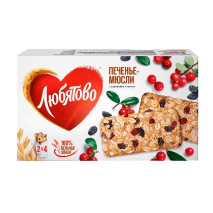 Печенье "Любятово" 120 г., злаковое с клюквой и изюмом