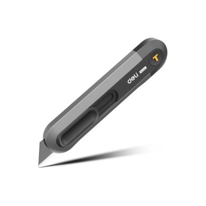Нож строительный Deli HS EHT4008 135x30 мм, трапеция, Soft Touch, черный