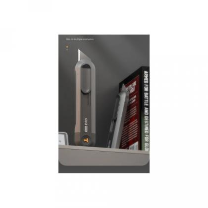 Нож строительный Deli HS EHT4008 135x30 мм, трапеция, Soft Touch, черный