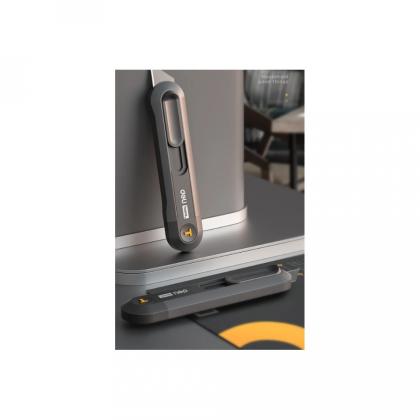 Нож строительный Deli HS EHT4008 135x30 мм, трапеция, Soft Touch, черный