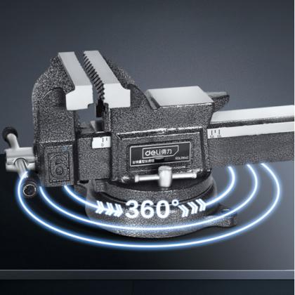 Тиски стальные поворотные с наковальней Deli YS EDL2904Z 4"-100мм