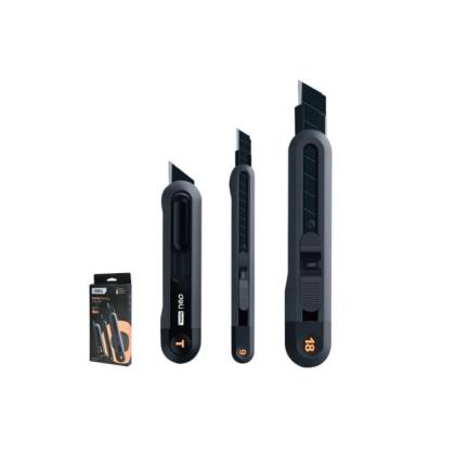 Набор ножей строительных Deli HS EHT4003 3 шт (ножи 9мм/18мм/трапеция), Soft Touch, черный