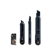 Набор ножей строительных Deli HS EHT4003 3 шт (ножи 9мм/18мм/трапеция), Soft Touch, черный
