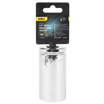Головка торцевая шестигранная Deli YS EDQ4330 1/2",30 мм, глубокая