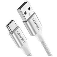 Кабель UGREEN US288-60133, USB-A 2.0 to Type C, 2,4A, в оплётке, 2м, белый