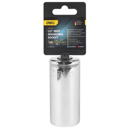 Головка торцевая шестигранная Deli YS EDQ4327 1/2", 27 мм, глубокая