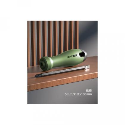Отвертка Deli HS HT1055L SL6, PH2*100 мм, Soft Touch, зеленый