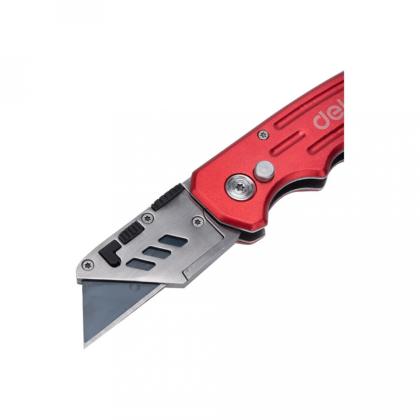 Нож строительный складной Deli RS EDL040 трапеция, 19T