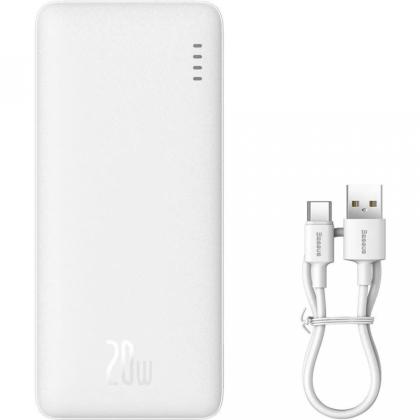 Внешний аккумулятор Baseus Airpow PPQD090002 Fast Charge Power Bank 10000mAh 20W White (With Cable USB to Type-C 30cm White)