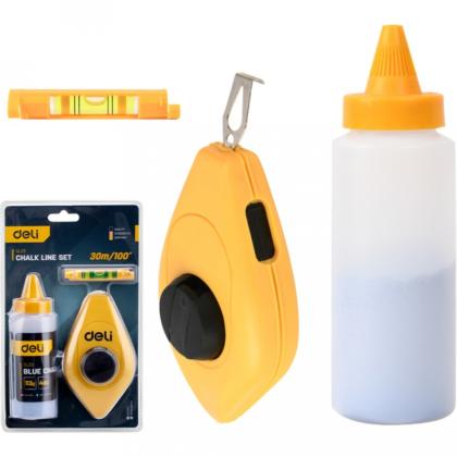 Шнур разметочный Deli YS EDL25 30 м, мел, уровень