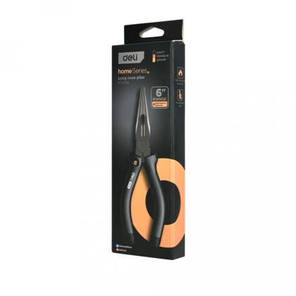Длинногубцы Deli HS EHT2106 160 мм, Soft Touch, черный