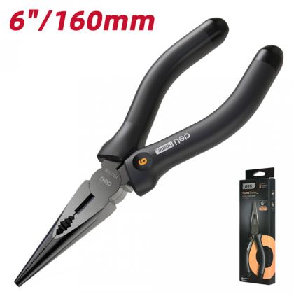 Длинногубцы Deli HS EHT2106 160 мм, Soft Touch, черный