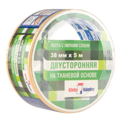 Клейк. лента двусторонняя 38 мм*5 м "Klebebander" на ткан. основе, белый