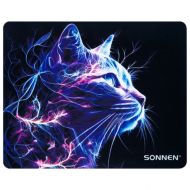 Коврик д/мыши 250*200*2 мм "Neon Cat" тканевый, черный