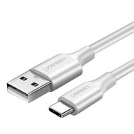 Кабель UGREEN US287-60122, USB-A 2.0 to Type C, 3A, силиконовый, 1,5 м., белый