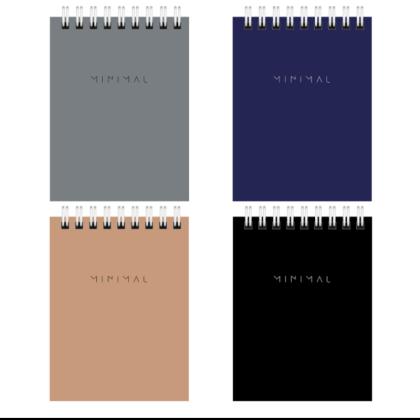 Блокнот А7 75*105 мм, 40 л., в клетку "Minimal Classic" спираль сверху, обл. картон, ассорти