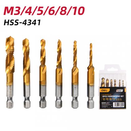 Набор сверл Deli YS EDH-TAP006-ED1 по металлу, DIN 338, 150°, 3-10 мм, 6 шт.