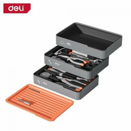 Набор ручного инструмента Deli HS H1001-ADE 15 предметов, бокс, Soft Touch, оранжевый