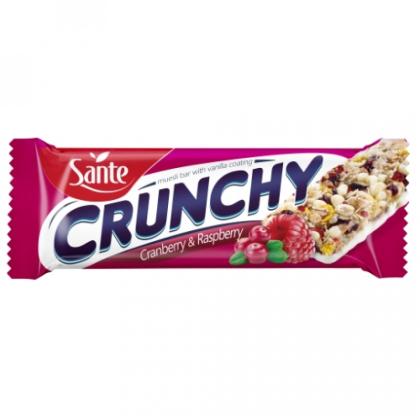 Батончик мюсли "Sante Crunchy" с клюквой и малиной в йогуртовой глазури , 40 г